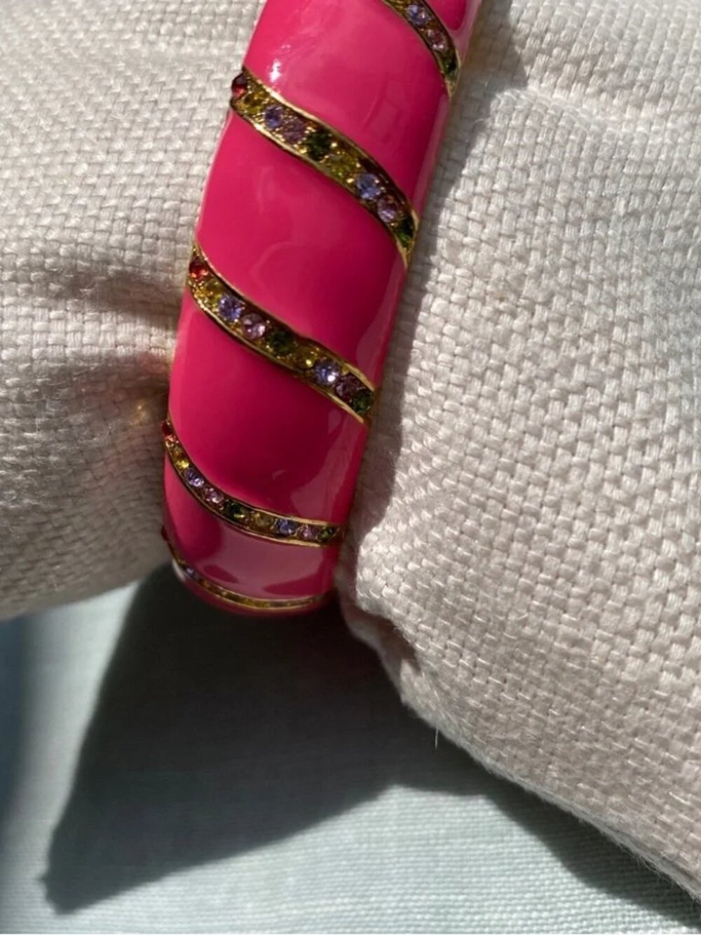 Kate Spade pink enamel rainbow crystal Lollie bangle bracelet - Picture 6 of 9
